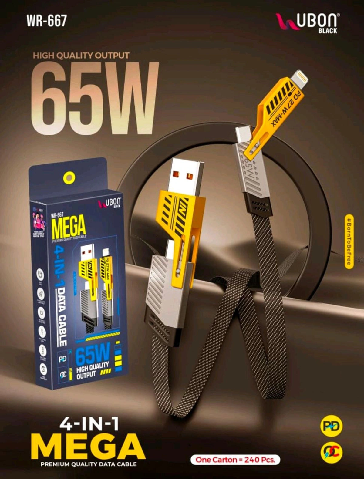 UBON 65 W MEGA 4-in-1 Data Cable